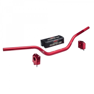 GUIDAO FAT BAR 28.6MM ALTO ALUMINIO VERMELHO COM ADAPTADOR ALTURA 20MM E ESPUMA