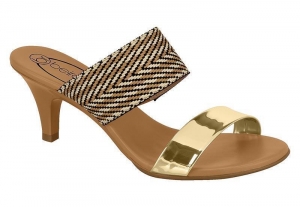 Sandália Salto Beira Rio Metal Glamour