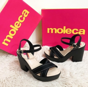 Sandália Salto Moleca Camurça Flex/Napa Turim