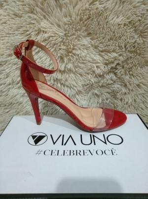 Sandália Salto Via Uno Tira Transparente