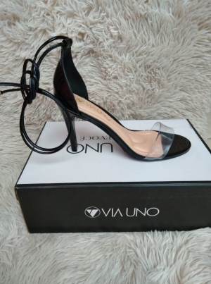 Sandália Salto Via Uno com Amarração