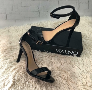 Sandália Salto Via Uno Gold Flash Eco