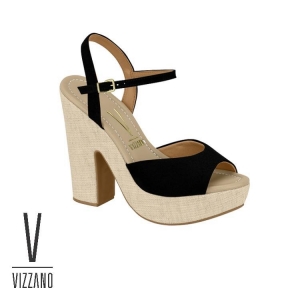 Sandália Salto Vizzano Camurça Flex Linho Tulum 6281547