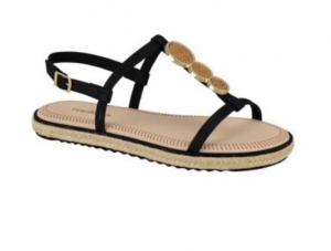 Sandália Rasteira Moleca Verniz Crista Brilho