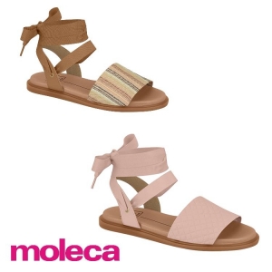 Sandália Rasteira Moleca Listras Tóquio/Matelasse