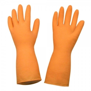 LUVA DE LATEX LARANJA REFORÇADA