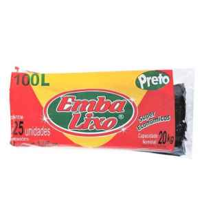 Saco de Lixo Economico 100L Preto (c/ 25 UN) - Embalixo